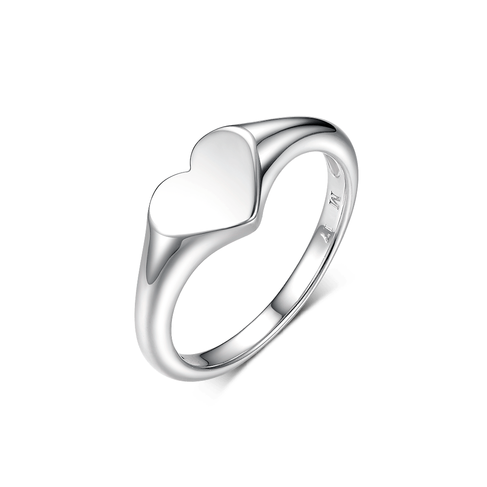 Кольца: Кольцо-печатка Сердце можно купить в ювелирном гардеробе MOMNT (Momentsilver), интернет-магазине украшений из серебра. Серебро 925, родий	. Артикул 