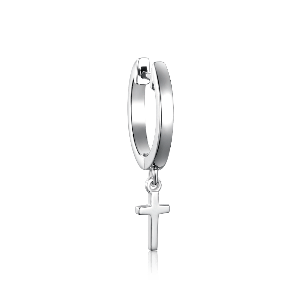Серьги: Серьга-хаггис 10 мм с крестом можно купить в ювелирном гардеробе MOMNT (Momentsilver), интернет-магазине украшений из серебра. Серебро 925, родий. Артикул 