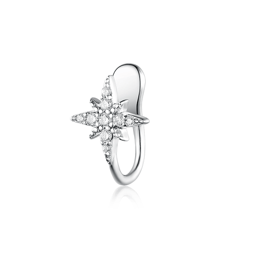 Sale: Кафф Полярная звезда можно купить в ювелирном гардеробе MOMNT (Momentsilver), интернет-магазине украшений из серебра. Серебро 925, родий, вставки:куб.цирконий. Артикул 