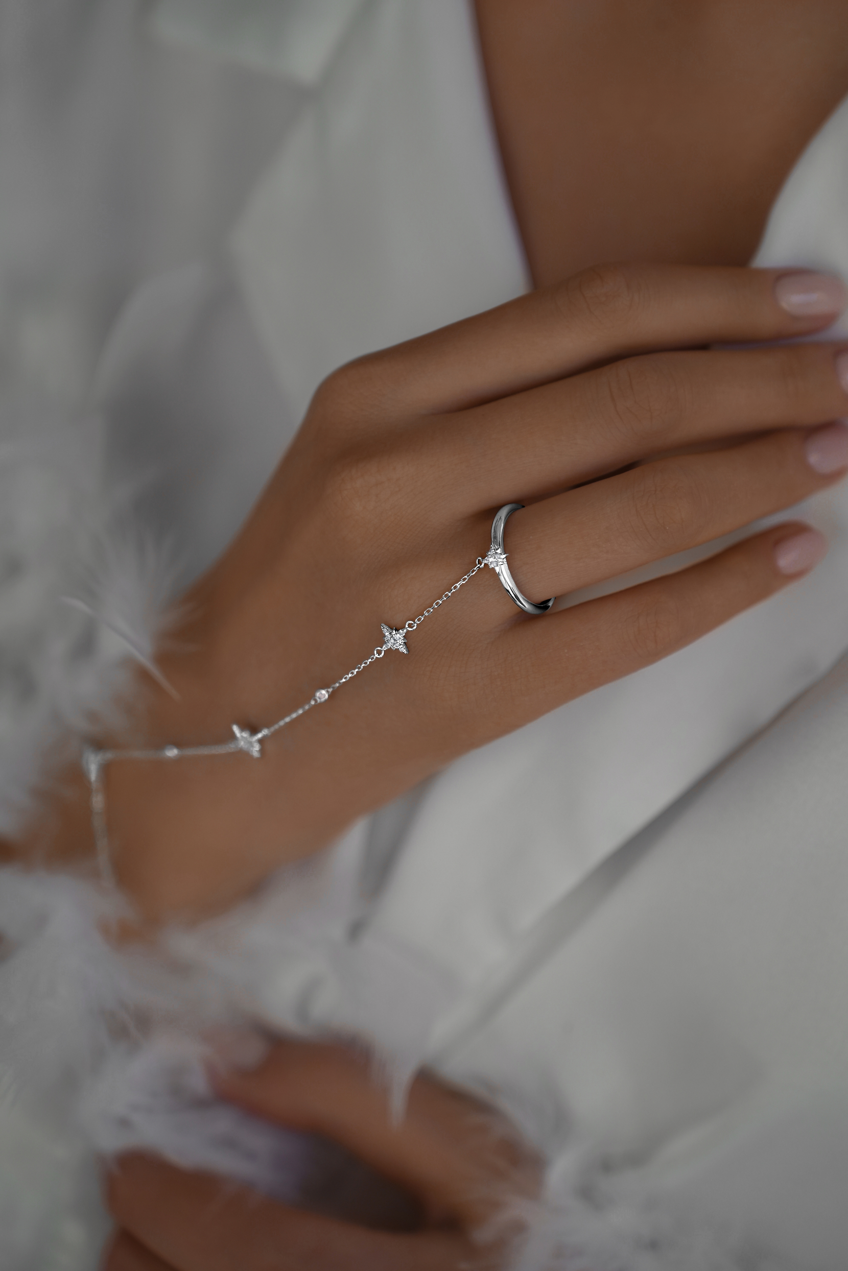 Браслеты: Браслет на кисть Полярная звезда одиночный можно купить в ювелирном гардеробе MOMNT (Momentsilver), интернет-магазине украшений из серебра. Серебро 925, родий.. Артикул 