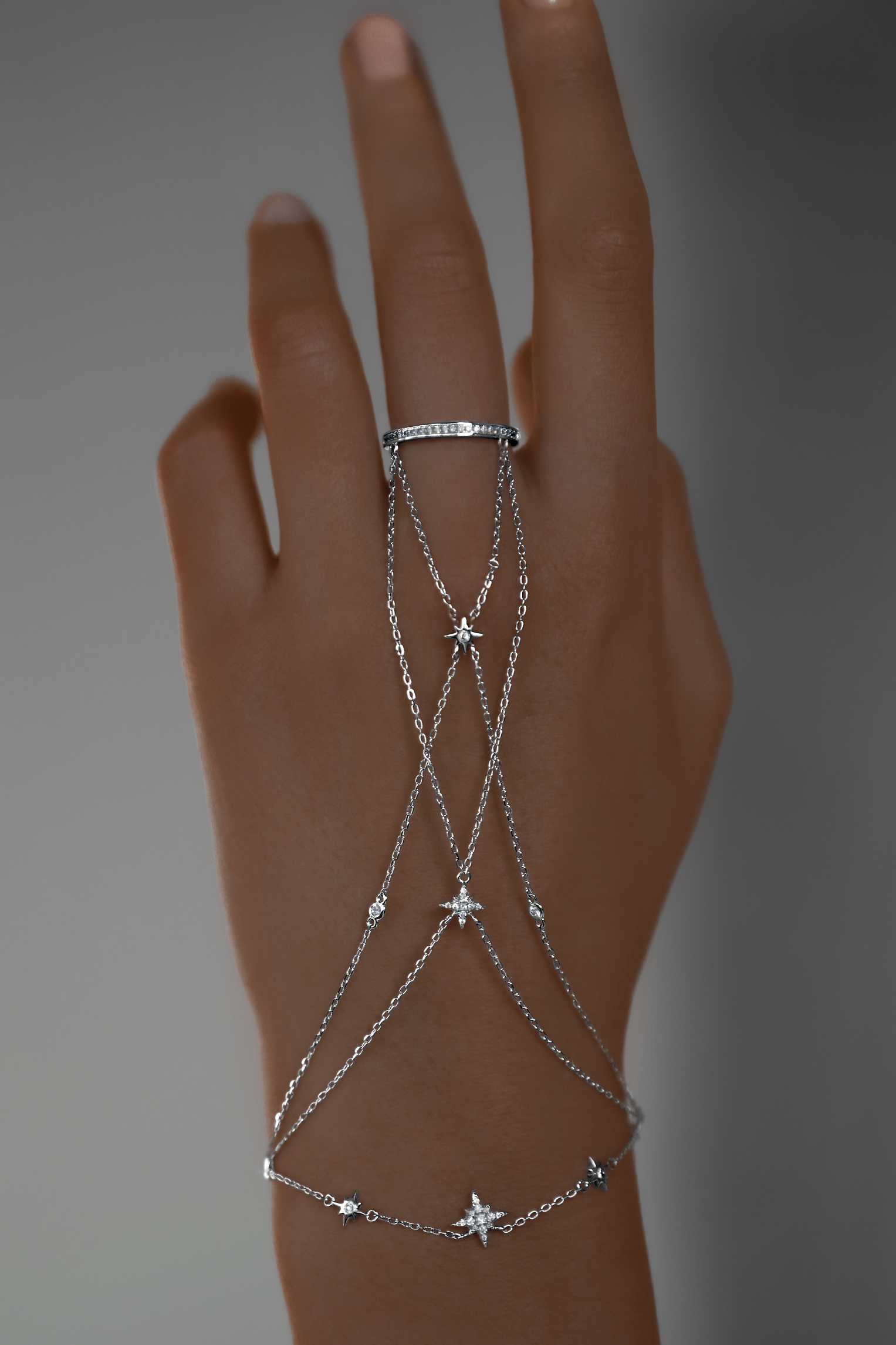 Браслеты: Браслет на кисть Полярная звезда экстра можно купить в ювелирном гардеробе MOMNT (Momentsilver), интернет-магазине украшений из серебра. Серебро 925, родий.. Артикул 