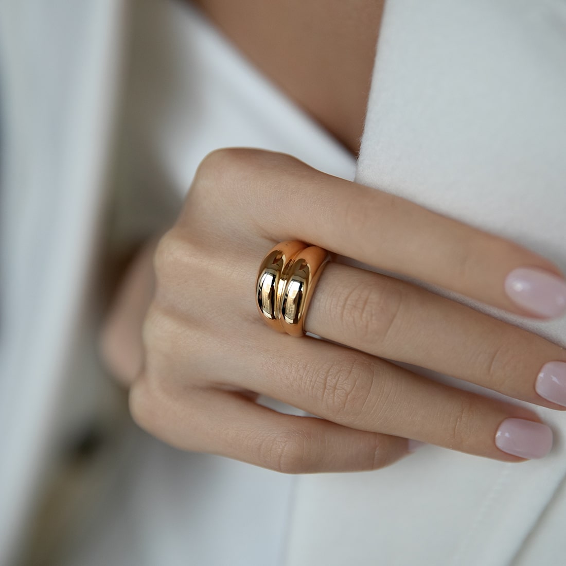 Кольца: Двойное дутое кольцо в позолоте можно купить в ювелирном гардеробе MOMNT (Momentsilver), интернет-магазине украшений из серебра. Серебро 925, позолота