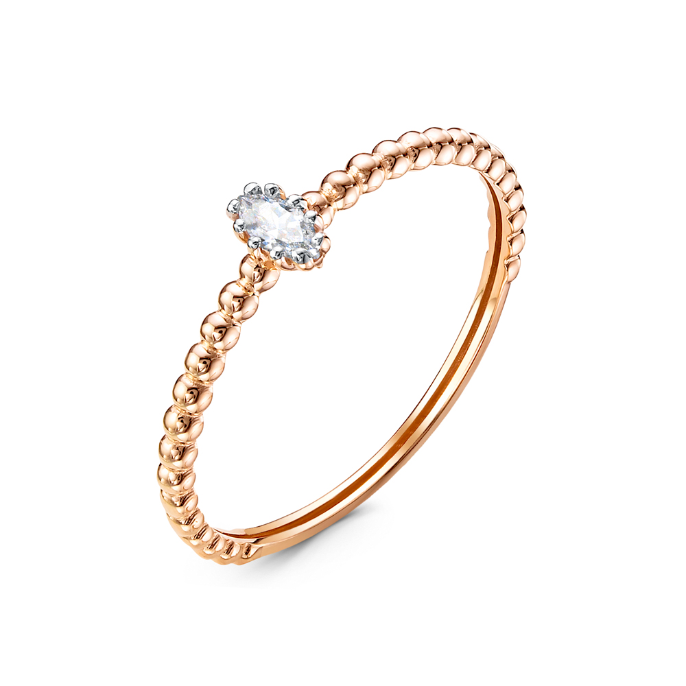 Кольца: Золотое кольцо Бабл с овальным фианитом можно купить в ювелирном гардеробе MOMNT (Momentsilver), интернет-магазине украшений из серебра. Золото 585, вставка: фианит. Артикул 