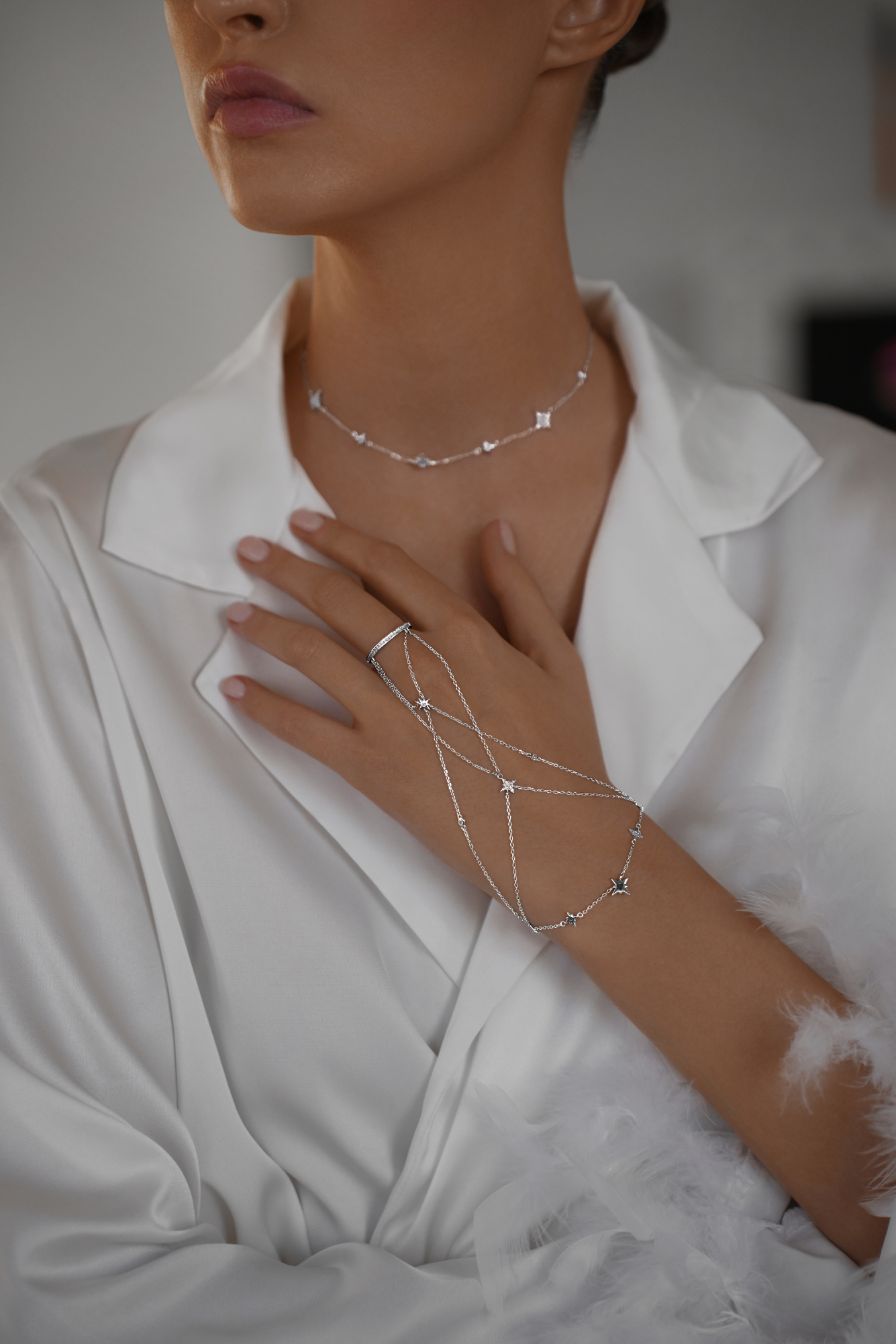 Браслеты: Браслет на кисть Полярная звезда экстра можно купить в ювелирном гардеробе MOMNT (Momentsilver), интернет-магазине украшений из серебра. Серебро 925, родий.. Артикул 