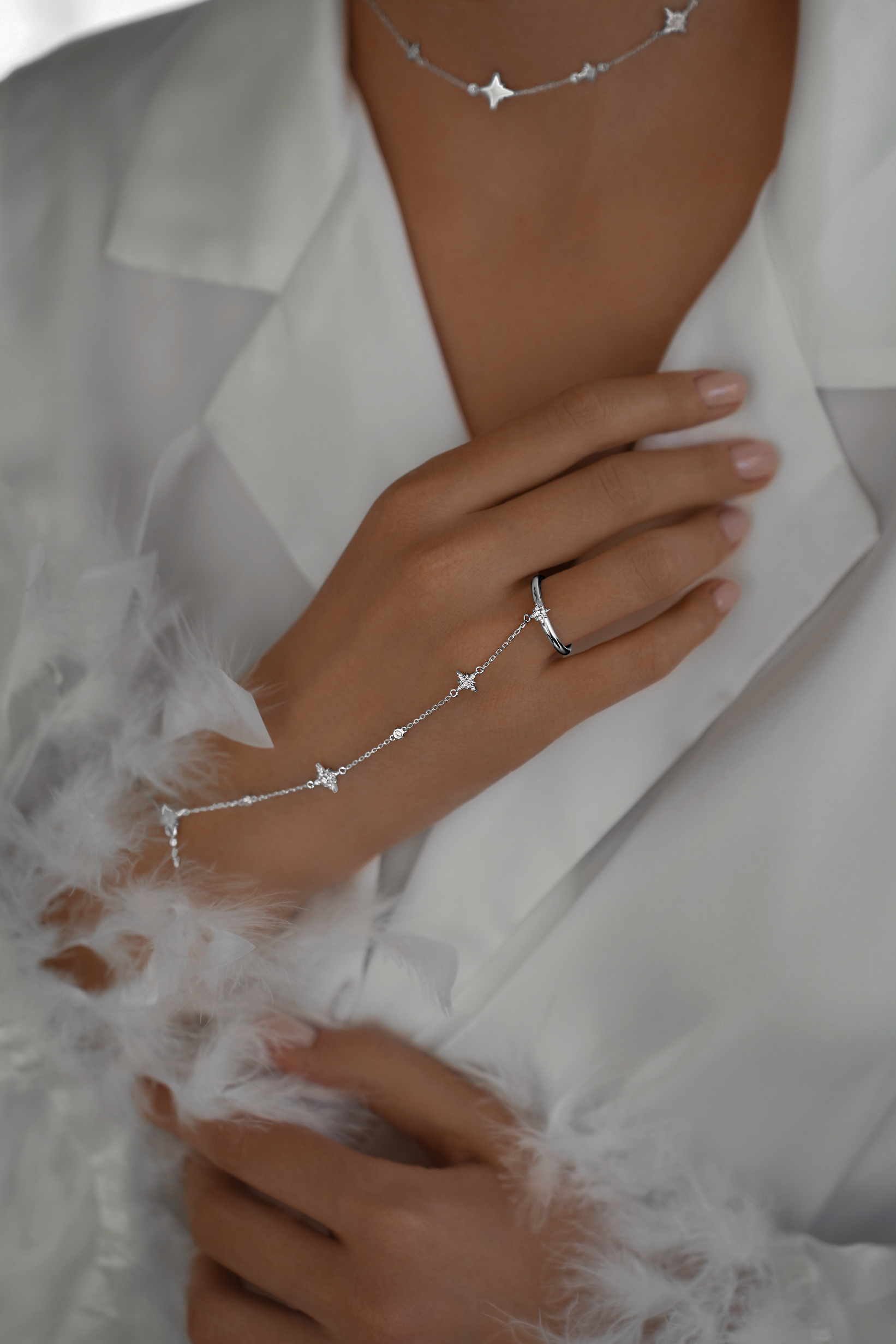 Браслеты: Браслет на кисть Полярная звезда одиночный можно купить в ювелирном гардеробе MOMNT (Momentsilver), интернет-магазине украшений из серебра. Серебро 925, родий.. Артикул 