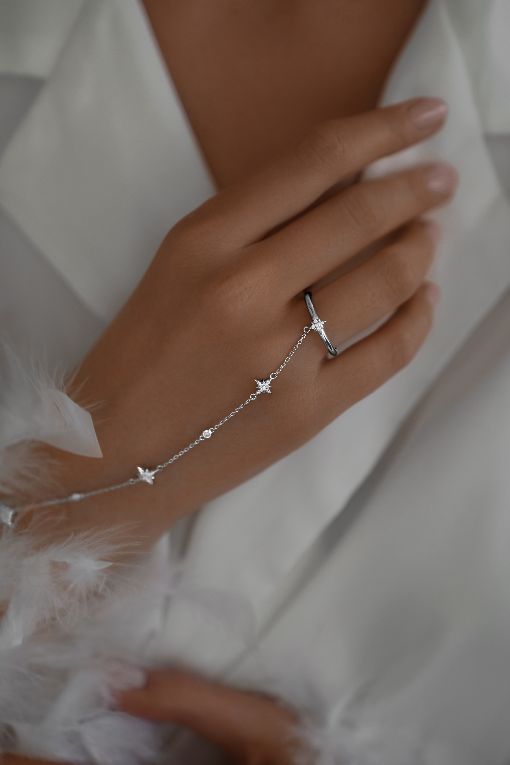 Браслеты: Браслет на кисть Полярная звезда одиночный можно купить в ювелирном гардеробе MOMNT (Momentsilver), интернет-магазине украшений из серебра. Серебро 925, родий.. Артикул 