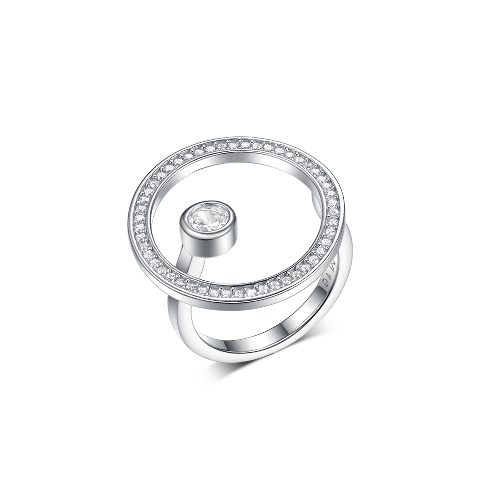 Кольца: Кольцо Эхо в камнях можно купить в ювелирном гардеробе MOMNT (Momentsilver), интернет-магазине украшений из серебра. Серебро 925, родий, вставки: куб.цирконий. Артикул 