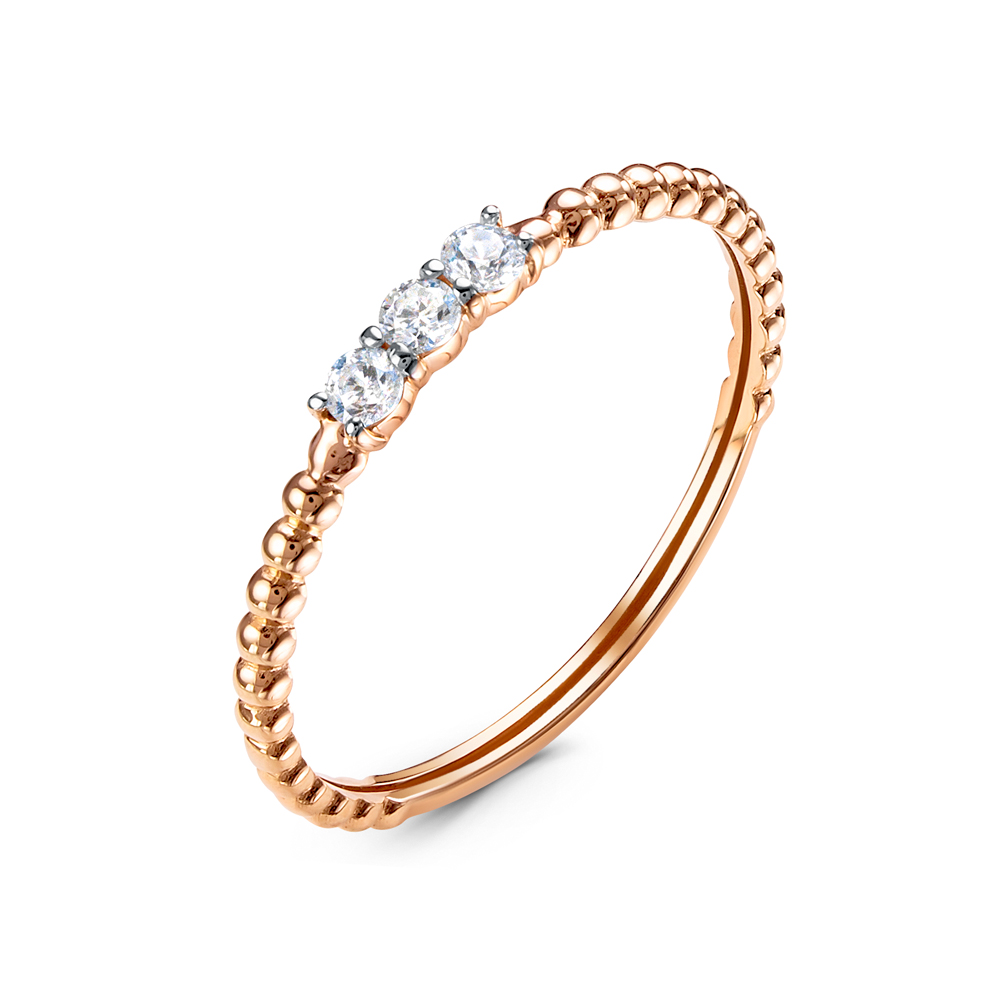 Кольца: Золотое кольцо Бабл с тремя фианитами можно купить в ювелирном гардеробе MOMNT (Momentsilver), интернет-магазине украшений из серебра. Золото 585, вставки: фианиты. Артикул 