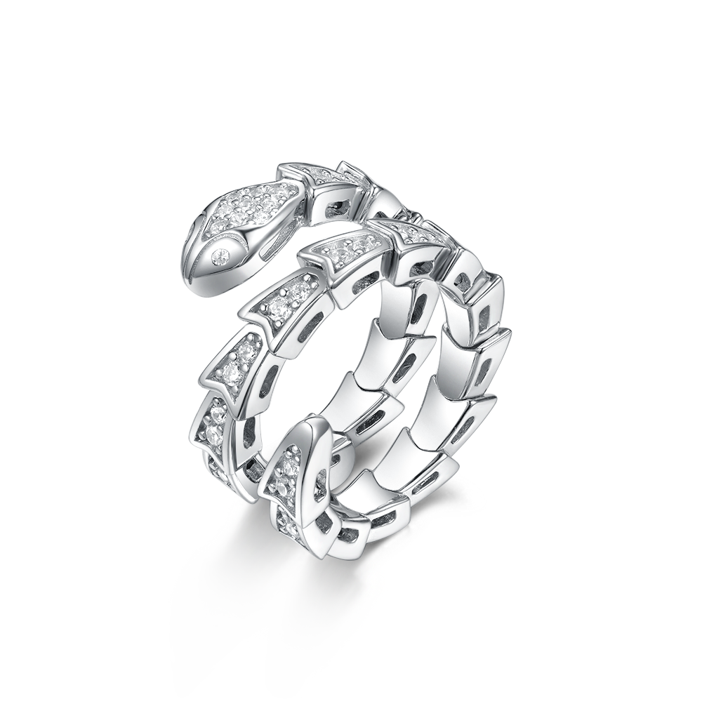 Кольца: Кольцо змея Cерпент можно купить в ювелирном гардеробе MOMNT (Momentsilver), интернет-магазине украшений из серебра. Серебро 925, родий, вставки: куб.цирконий. Артикул 