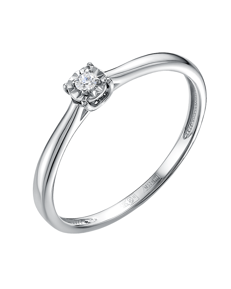 Золотое помолвочное кольцо с бриллиантом в белом золоте - Ювелирный гардероб EVGENIA MOMENT (Momentsilver). интернет-магазин украшений из серебра