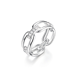 Кольца: Кольцо Звенья можно купить в ювелирном гардеробе MOMNT (Momentsilver), интернет-магазине украшений из серебра. Серебро 925, родий, вставки:куб.цирконий. Артикул 