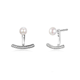 Серьги: Серьги-жакеты Прозрачность с жемчугом можно купить в ювелирном гардеробе MOMNT (Momentsilver), интернет-магазине украшений из серебра. Серебро 925, родий, вставки:куб.цирконий; жемчуг. Артикул 