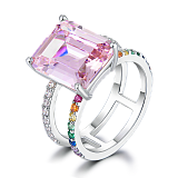 Бижутерия: Кольцо с розовым фианитом Радуга можно купить в ювелирном гардеробе MOMNT (Momentsilver), интернет-магазине украшений из серебра. Ювелирный сплав, родий, вставки: куб. цирконий. Артикул 