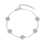 Браслеты: Браслет Клевер с камнями по всей цепи  можно купить в ювелирном гардеробе MOMNT (Momentsilver), интернет-магазине украшений из серебра. Серебро 925, родий. Вставки: куб.цирконий. Артикул 