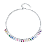 Бижутерия: Колье с камнями Радуга можно купить в ювелирном гардеробе MOMNT (Momentsilver), интернет-магазине украшений из серебра. Ювелирный сплав, родий, вставки: куб. цирконий. Артикул 