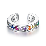 Каффы: Серебряный кафф радуга можно купить в ювелирном гардеробе MOMNT (Momentsilver), интернет-магазине украшений из серебра. Серебро 925, родий, вставки:куб.цирконий. Артикул 