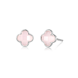 Серьги: Серьги Клевер с розовым кварцем Клубничная карамель можно купить в ювелирном гардеробе MOMNT (Momentsilver), интернет-магазине украшений из серебра. Серебро 925, родий, кварц. Артикул 