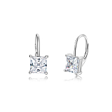 Серьги: Серьги с бриллианитами в огранке Принцесса на французском замке можно купить в ювелирном гардеробе MOMNT (Momentsilver), интернет-магазине украшений из серебра. Серебро 925, родий. Артикул 