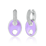 Бижутерия: Серьги-хаггисы с фианитами и лавандовой эмалью можно купить в ювелирном гардеробе MOMNT (Momentsilver), интернет-магазине украшений из серебра. Серьги-хаггисы с фианитами и лавандовой эмалью. Артикул 