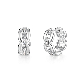 Серьги: Серьги-хаггисы Звенья можно купить в ювелирном гардеробе MOMNT (Momentsilver), интернет-магазине украшений из серебра. Серебро 925, родий, вставки:куб.цирконий. Артикул 