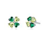 Серьги: Серьги-гвоздики Изумрудный клевер можно купить в ювелирном гардеробе MOMNT (Momentsilver), интернет-магазине украшений из серебра. Серебро 925, родий. Артикул 