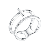 Кольца: Двойное кольцо Крест можно купить в ювелирном гардеробе MOMNT (Momentsilver), интернет-магазине украшений из серебра. Серебро 925, родий, вставки:куб.цирконий. Артикул 